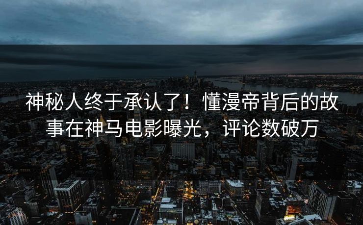 神秘人终于承认了！懂漫帝背后的故事在神马电影曝光，评论数破万