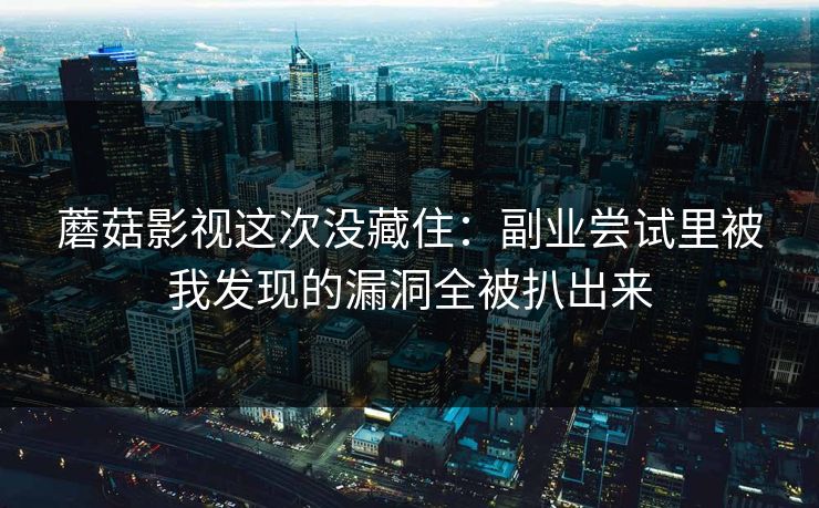 蘑菇影视这次没藏住：副业尝试里被我发现的漏洞全被扒出来